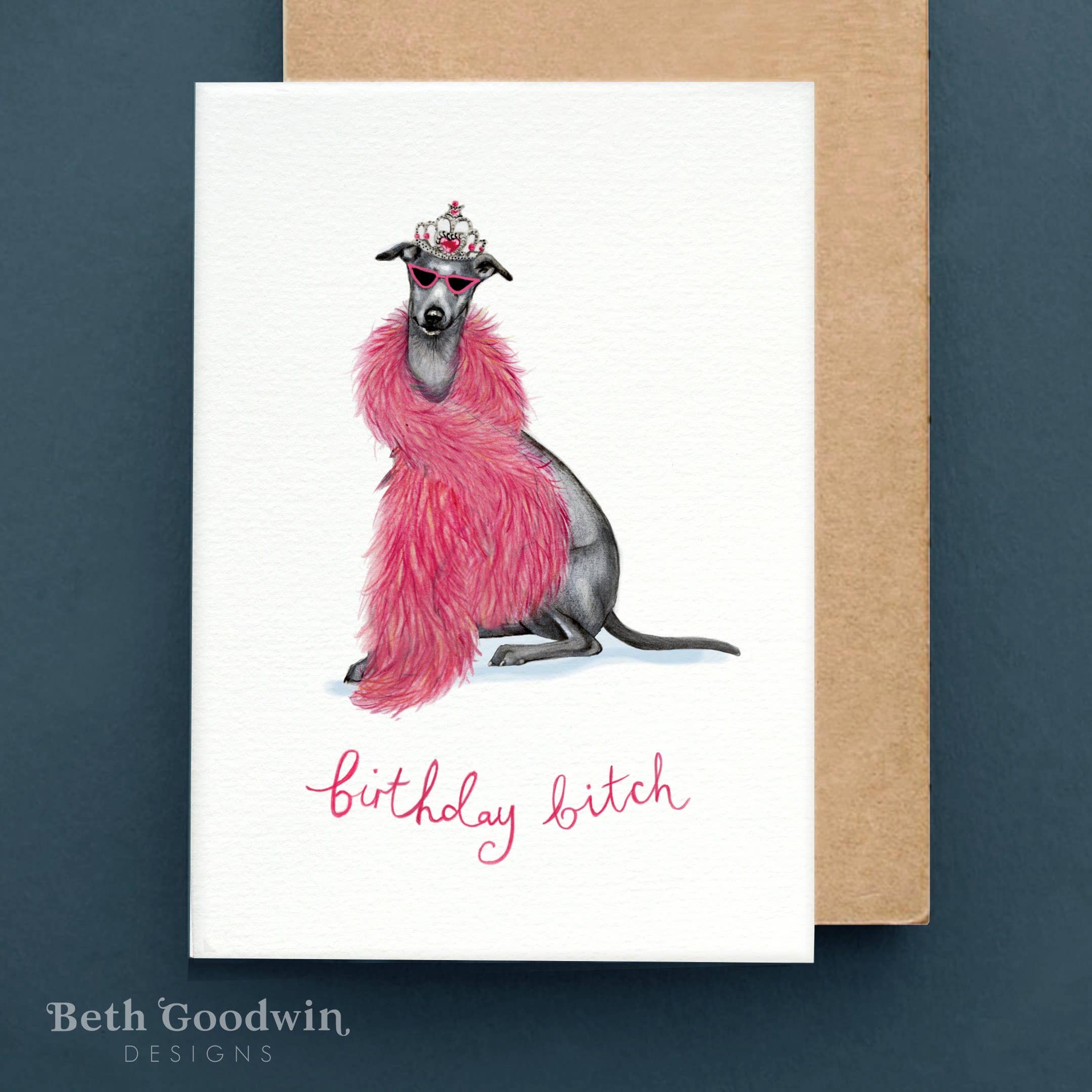 Quirky Whippet Birthday Card