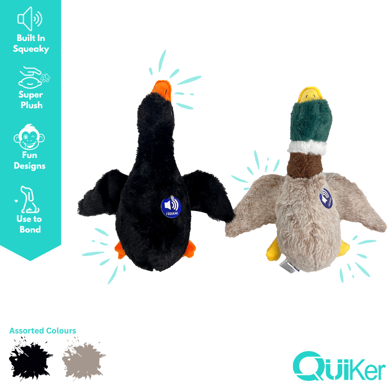31cm Super Plush Ducks - Squeak & Crinkle Dog Toy - 4 pack