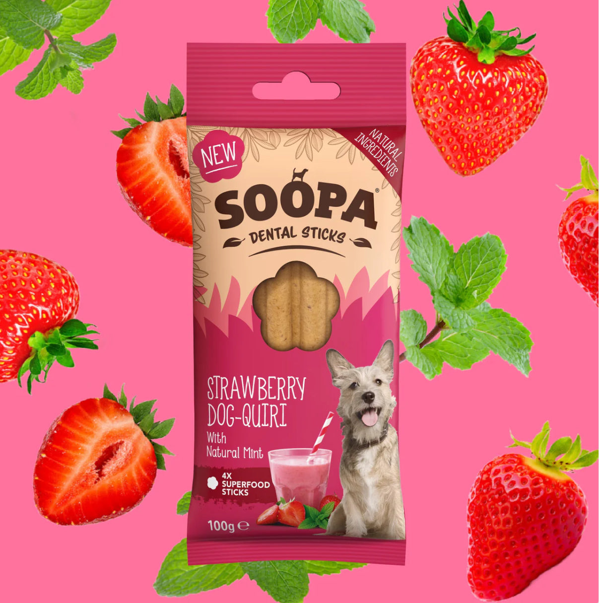 Soopa Strawberry Dog-quiri Dental Chews