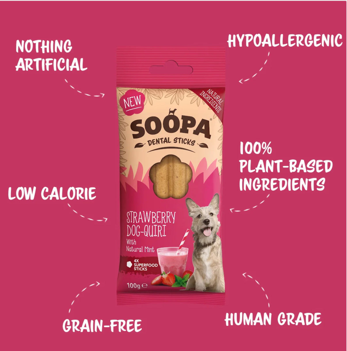 Soopa Strawberry Dog-quiri Dental Chews